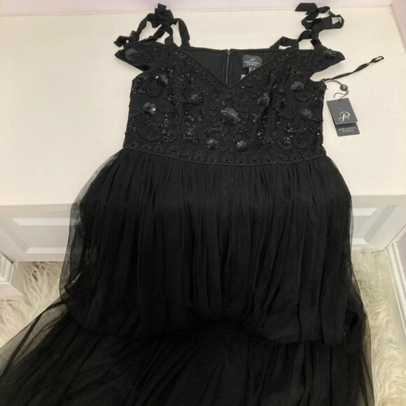 Adrianna Papell Gown with Bow Straps Beaded Bodice - Picture 6 of 8